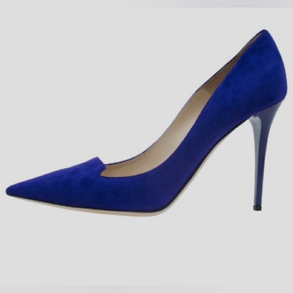 Jimmy Choo Avril Suede Pump in Navy - Picture 2 of 10